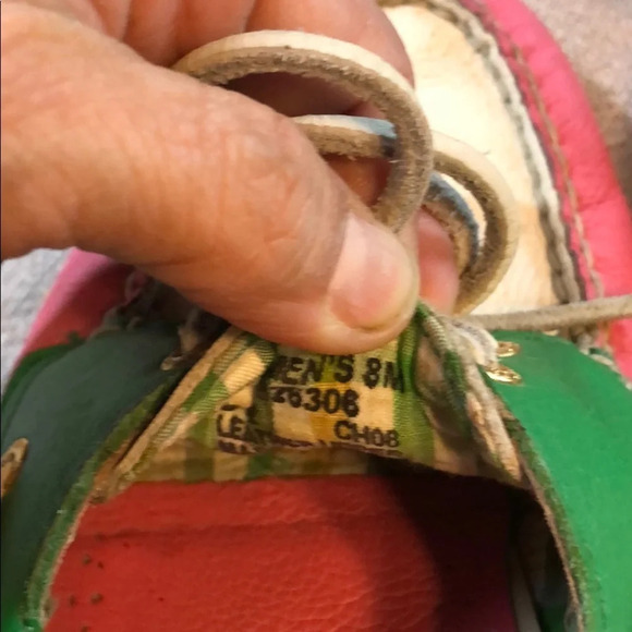 Vintage preppy sperry Top Siders 8 pink green - Picture 5 of 7